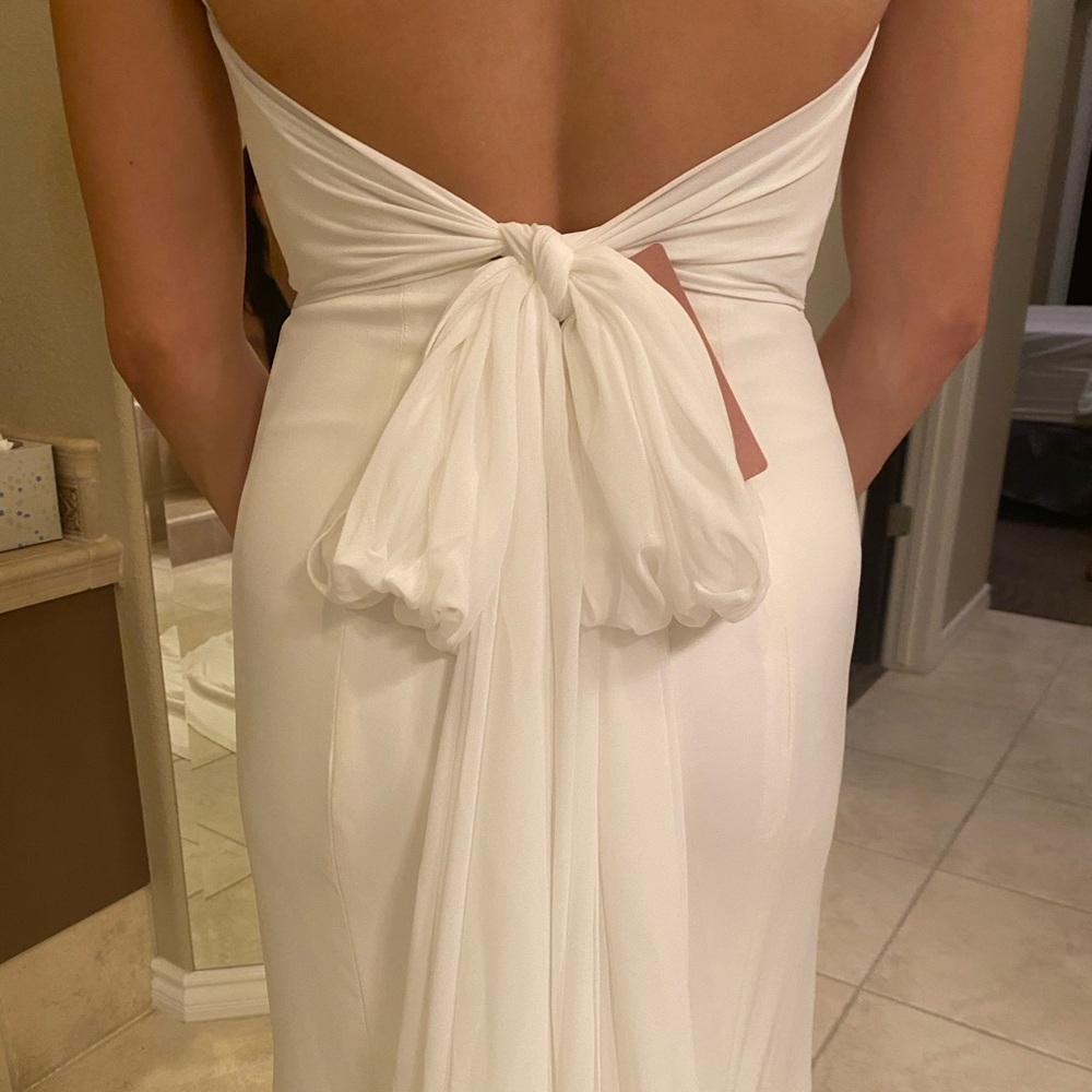 JENNY YOO CAMI STRETCH-CREPE & FLARE WEDDING DRESS
